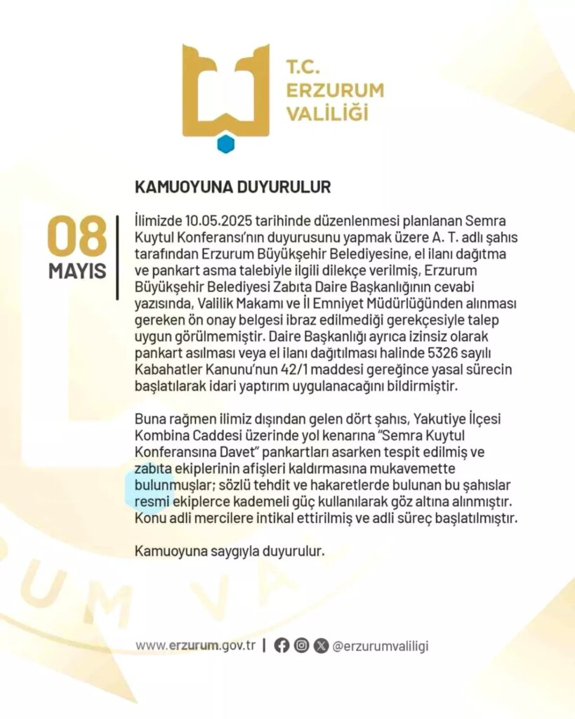 Erzurum’da İzinsiz Pankart Asan 4 Kişi Gözaltına Alındı