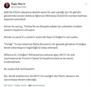 Özgür Özel’den Rümeysa Öztürk’ün Serbest Kalmasına İlişkin Değerlendirme