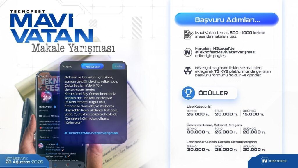 Mavi Vatan Makale Yarışması başvuruları devam ediyor