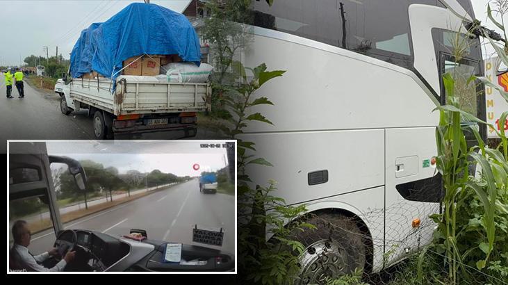 Mercedes yolcu otobüsü kamyonete çarparak tarlaya uçtu: iki kişi hayatını kaybetti, sürücü tutuklandı
