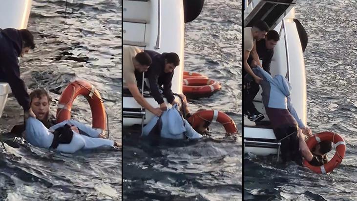 İstanbul Boğazı Beylerbeyi Açığında Yaşanan Deniz Kurtarma Anı