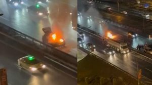 Haliç Köprüsü’nde Otomobil Yangını ve Yol Trafiği