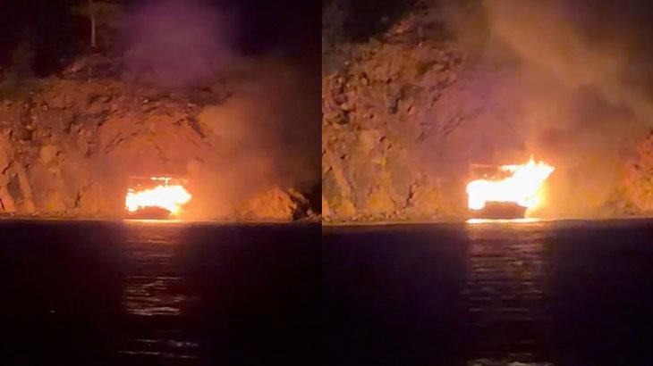 Adrasan Koyu’ndaki Tur Teknesinde Yanan Yangın Vakası