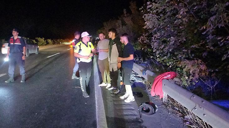 Manisa-Saruhanlı Yolunda İki Motosikletçiler Arasında Çarpışma ve Sıkışma Olayı